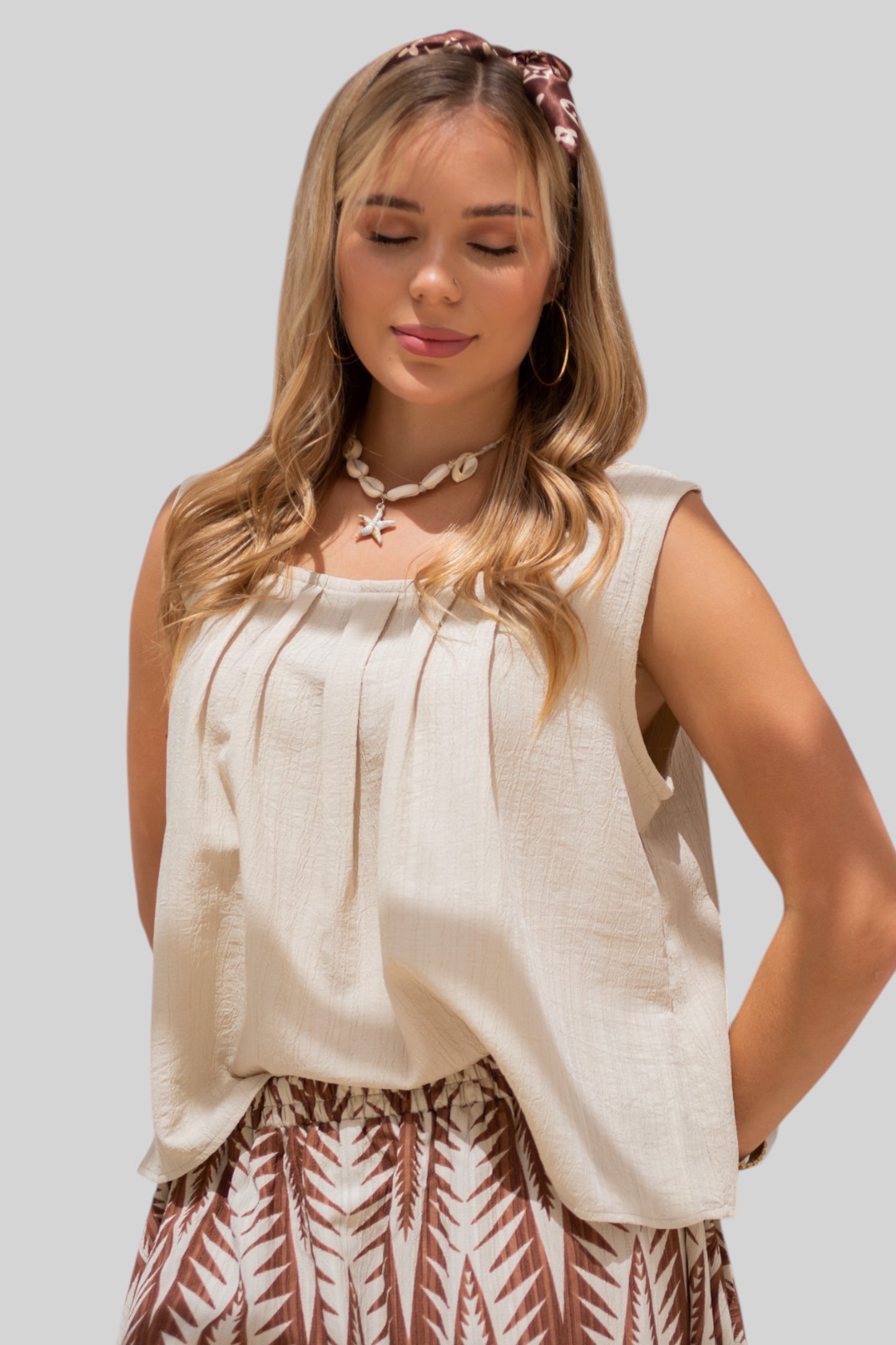 Beige sleeveless top