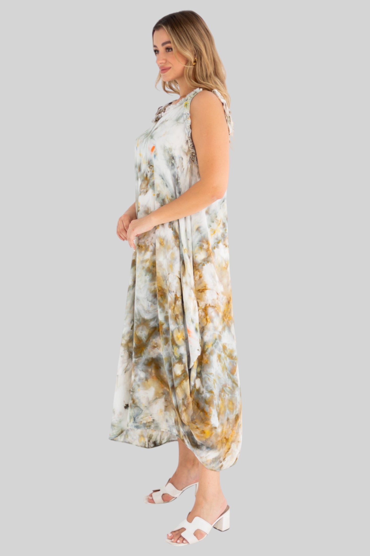 Olive marble strap dress