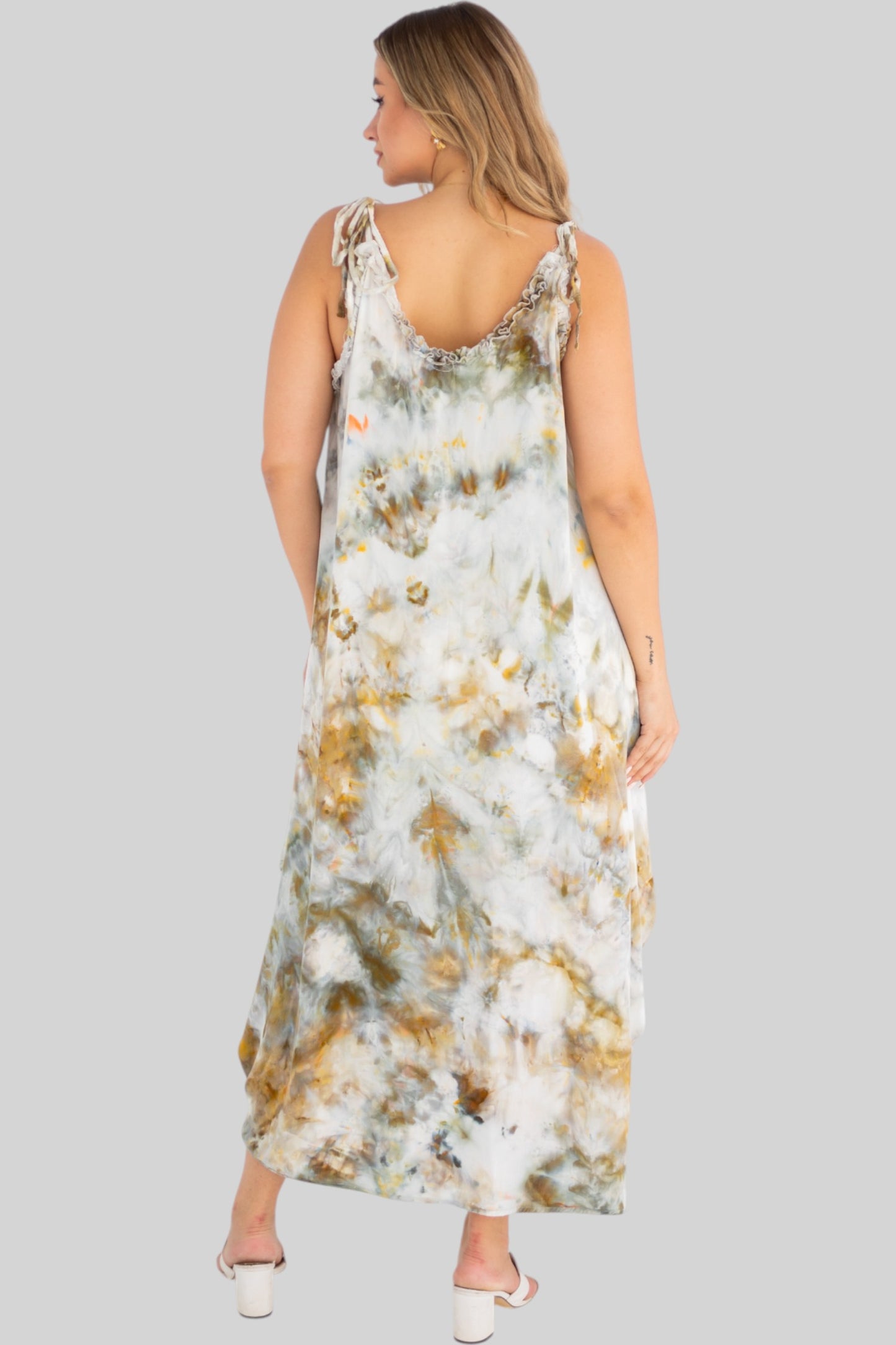 Olive marble strap dress