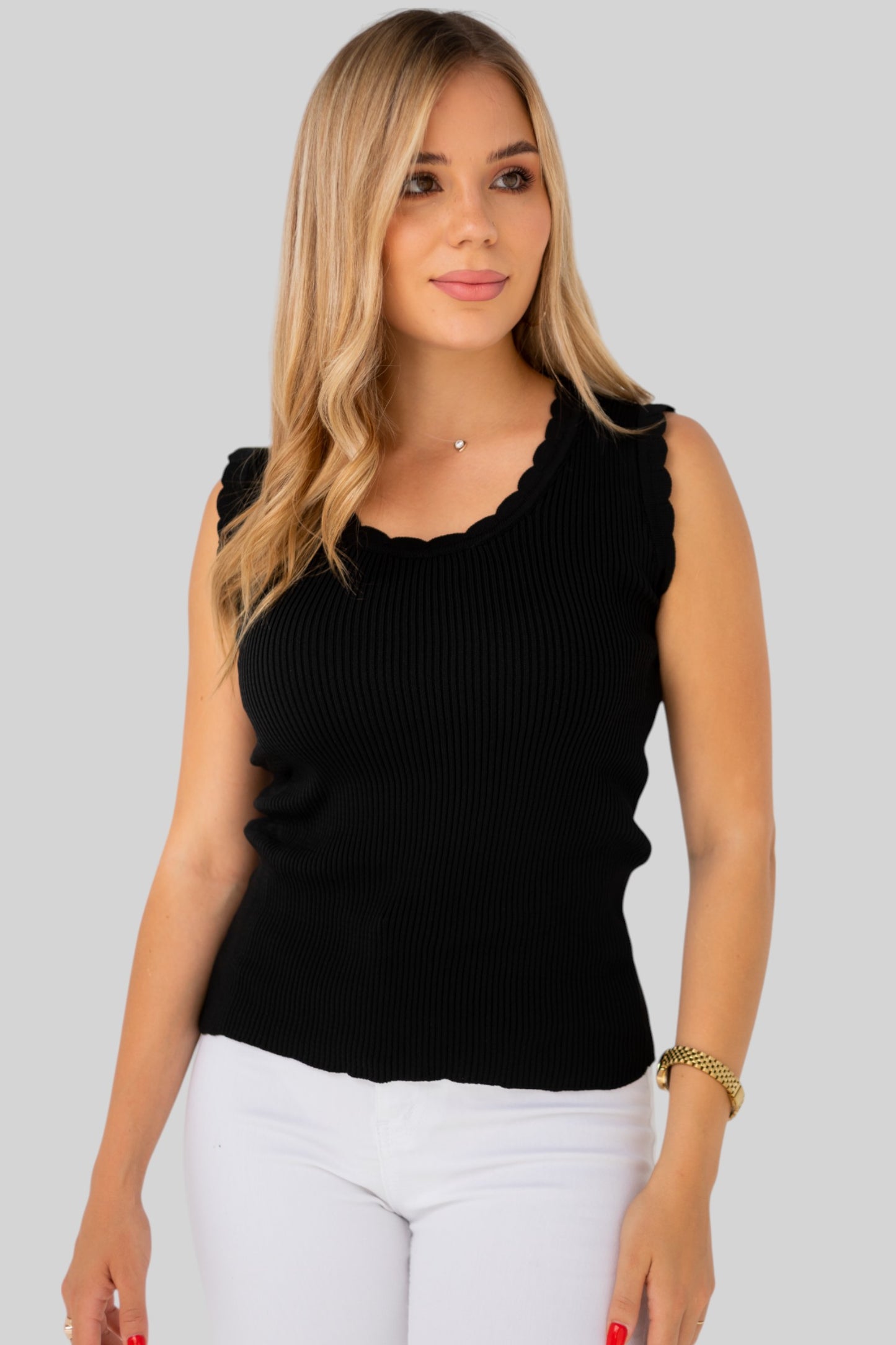 Knit Top Flower Neck