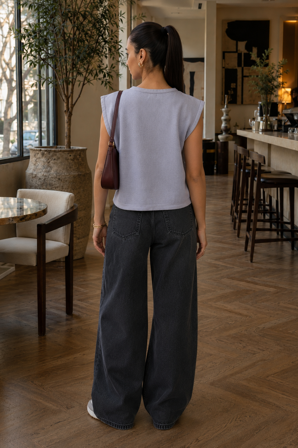 Grey Sleeveless Knit Top