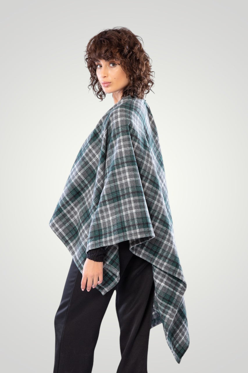Checkered poncho