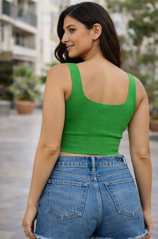 Emerald Sculpt Knit Crop Top
