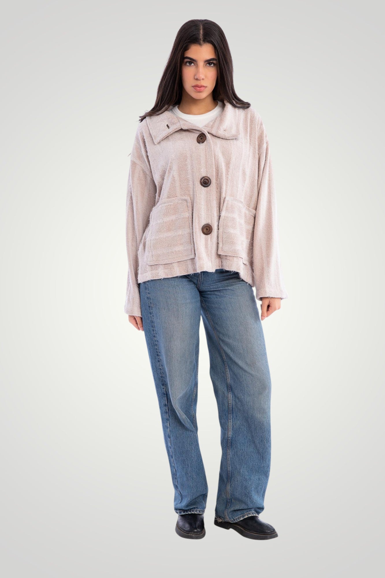 Fluffy knit jacket