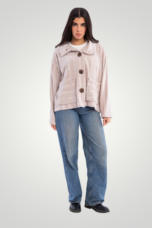Fluffy knit jacket