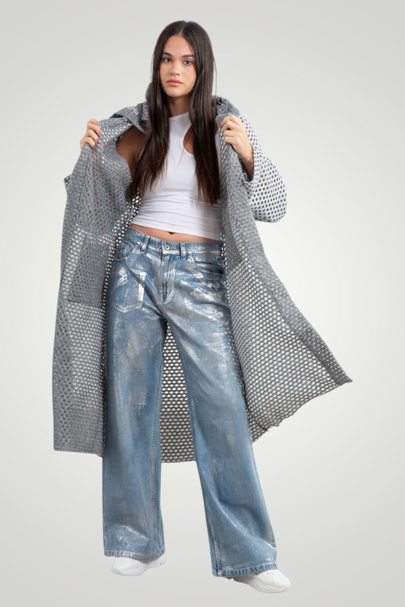 Wool net coat