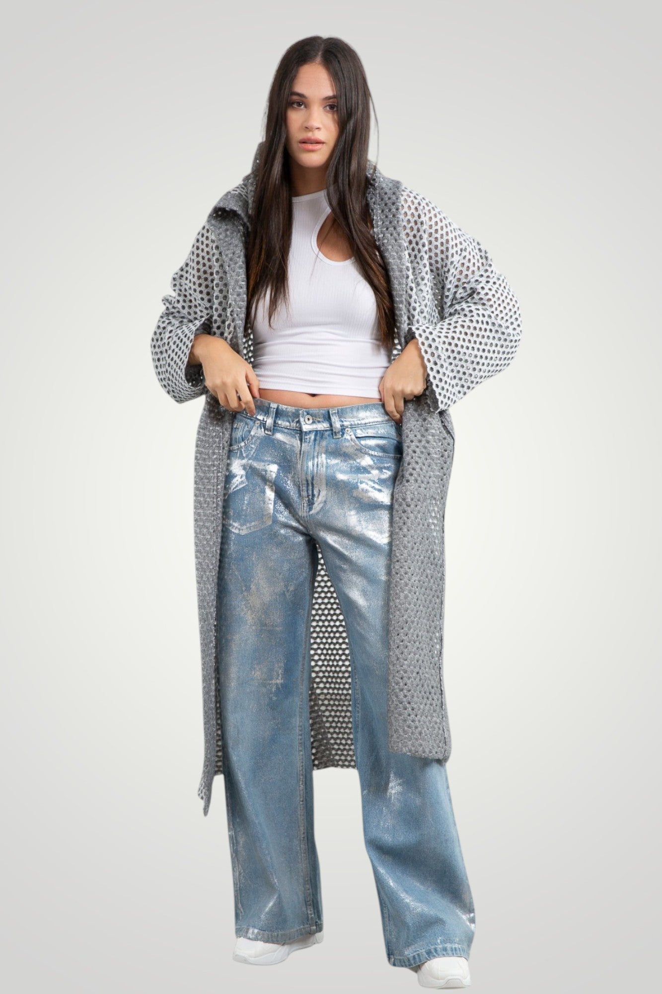 Wool net coat