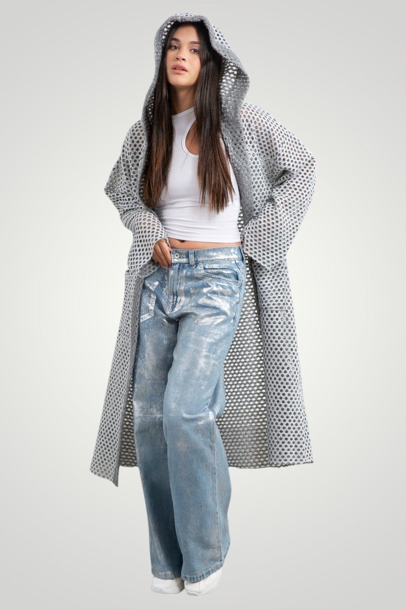 Wool net coat