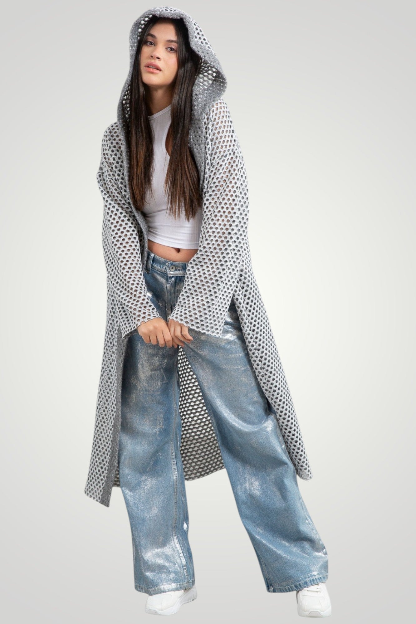 Wool net coat