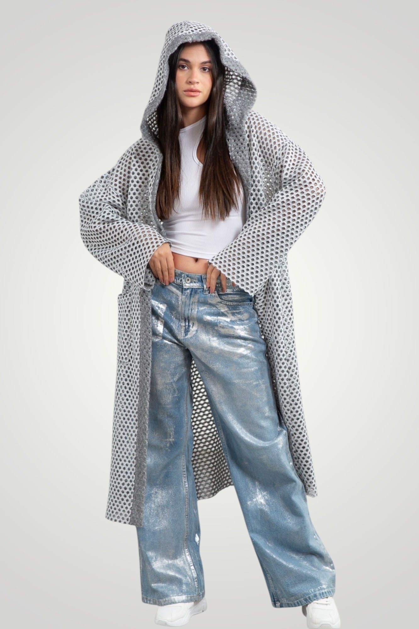 Wool net coat