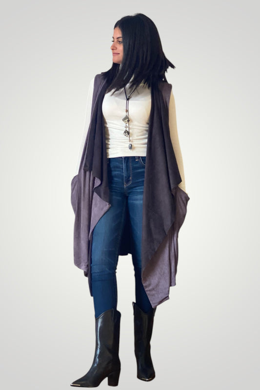 Double faced Suede Cardigan
