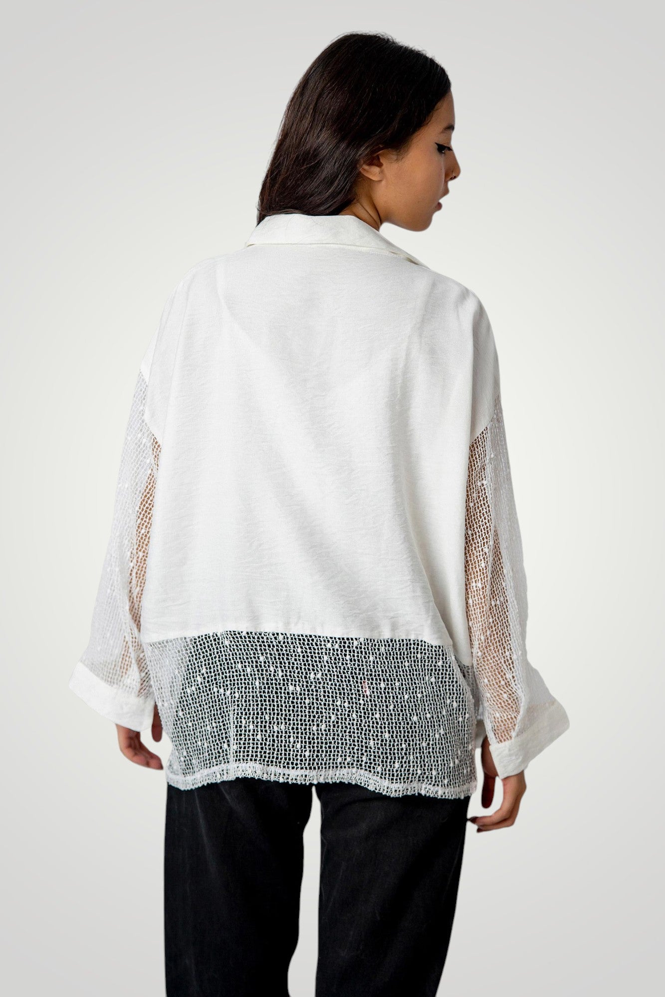 Cotton/net blouse