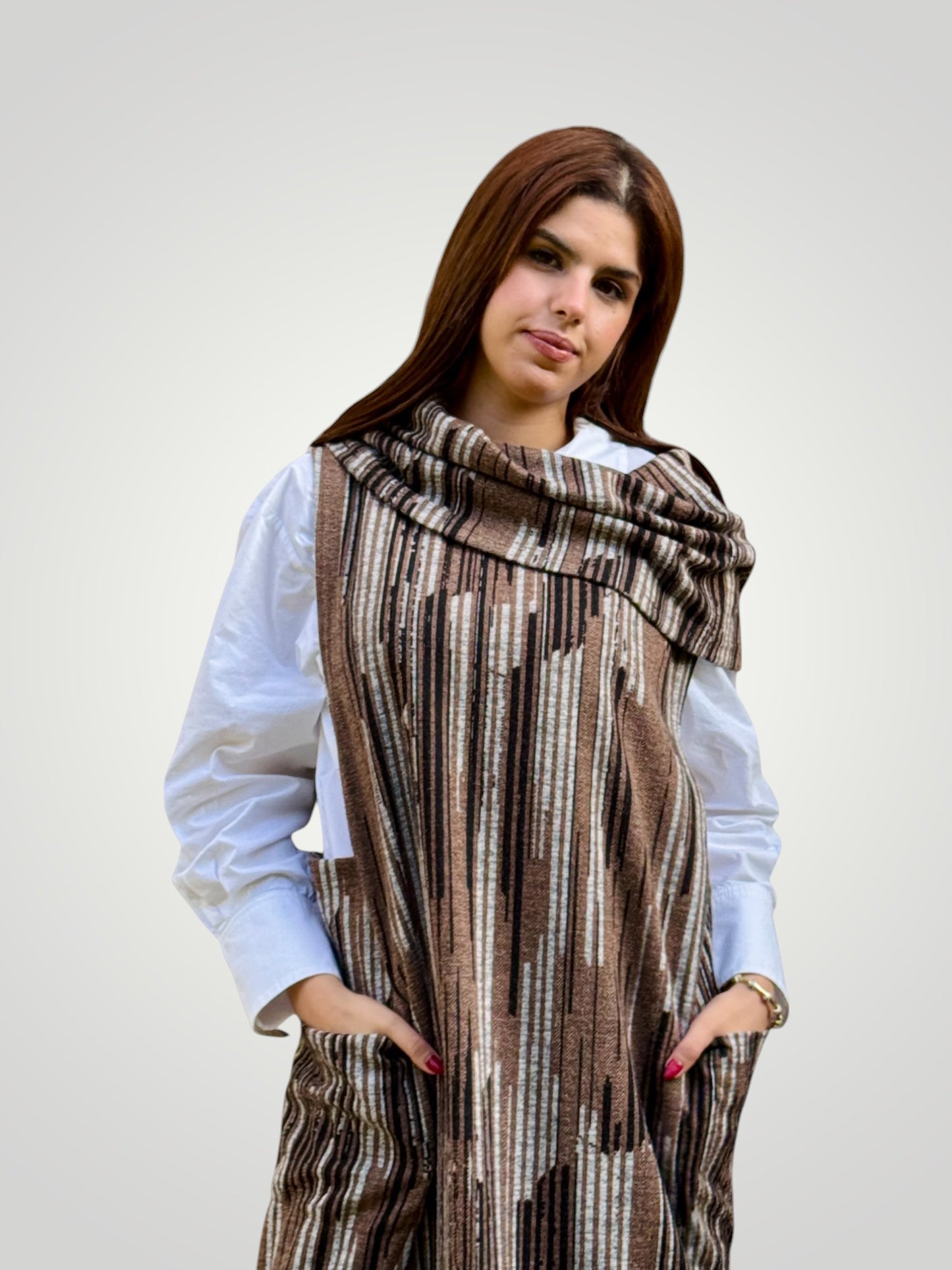 فستان شتوي مخطط