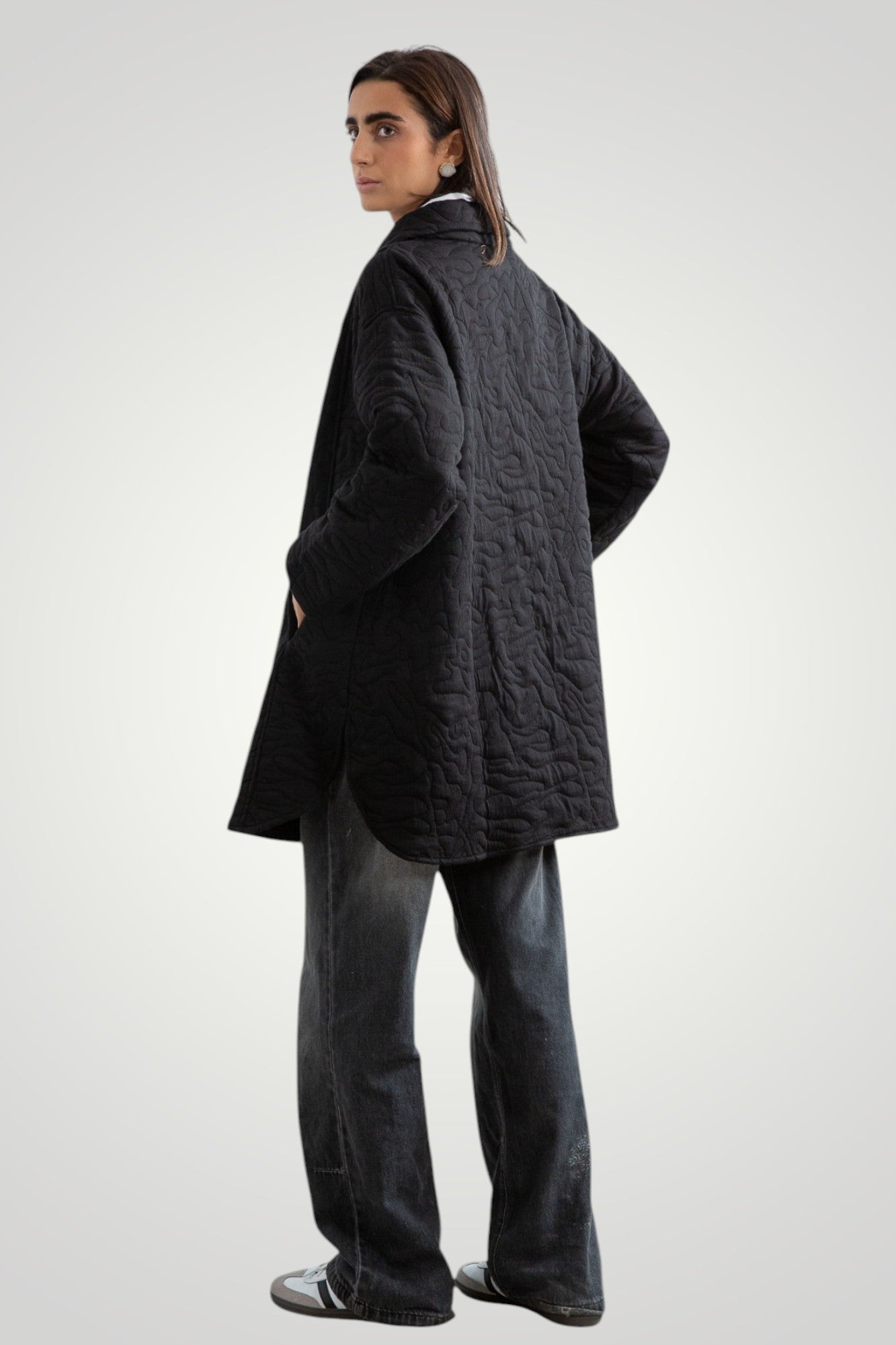 Black quilted jacket