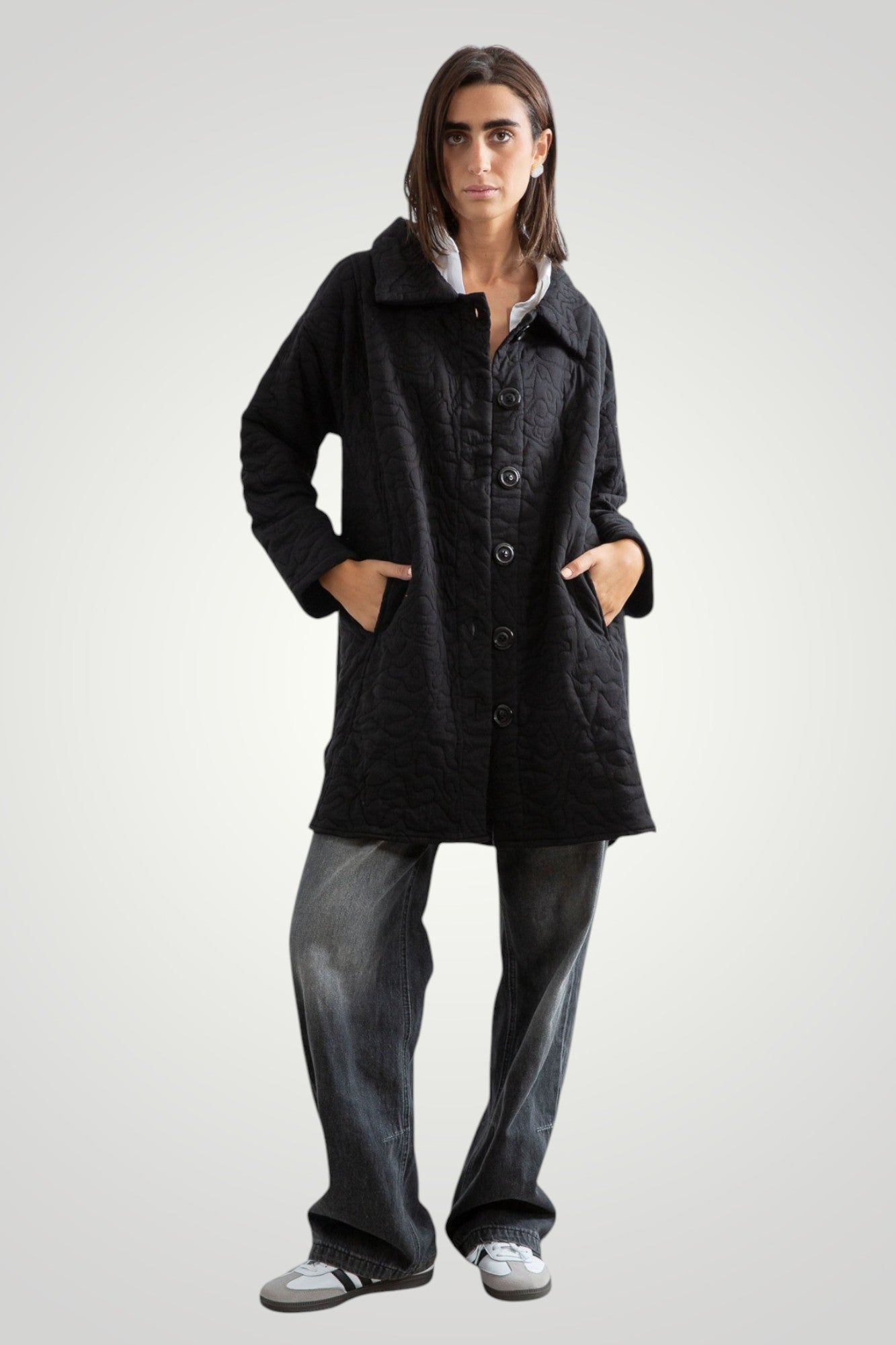 Black quilted jacket
