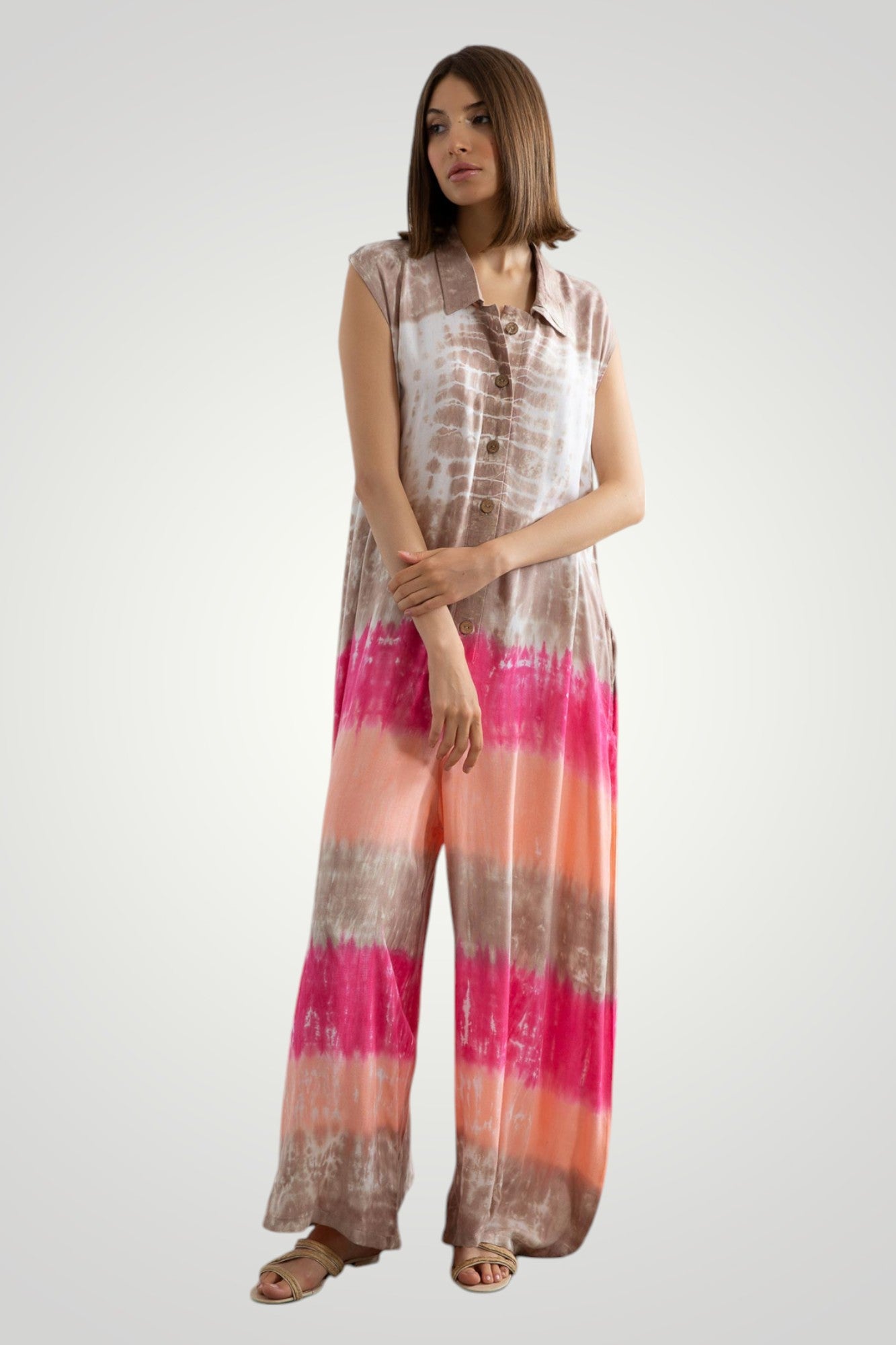 Striped tie dye jumpsuit