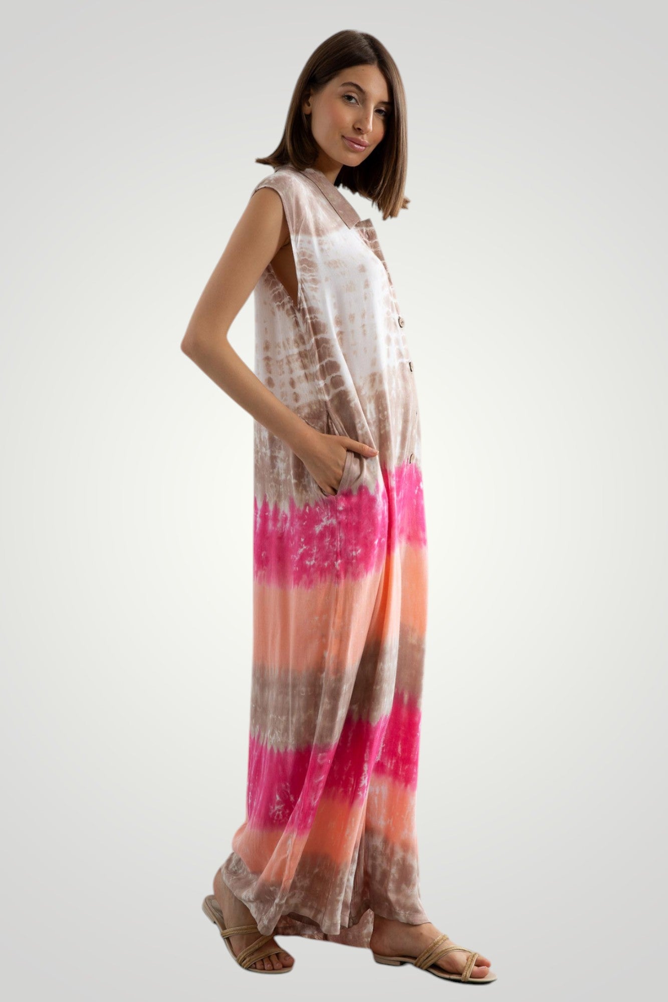 Striped tie dye jumpsuit