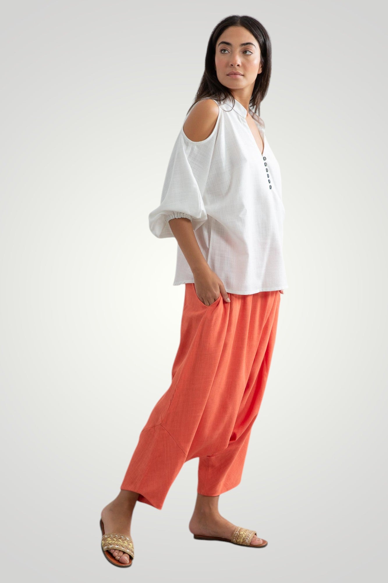 Orange harem pants