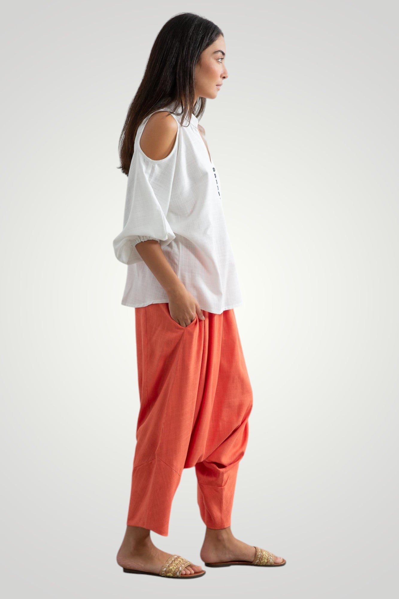 Orange harem pants