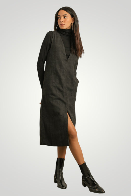 Wool front slit dress