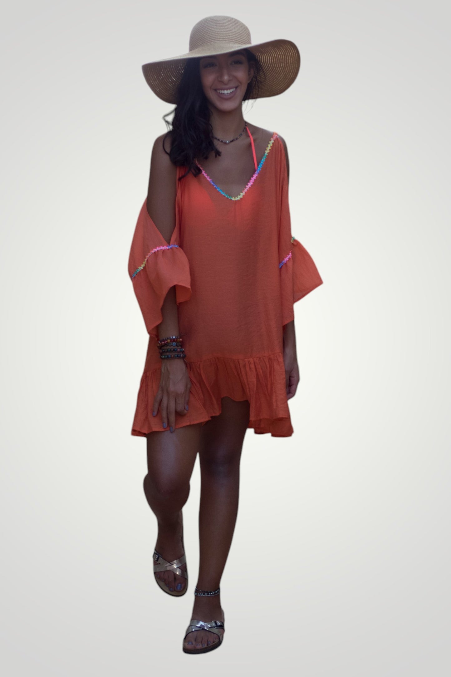 Coverup dress with pompoms