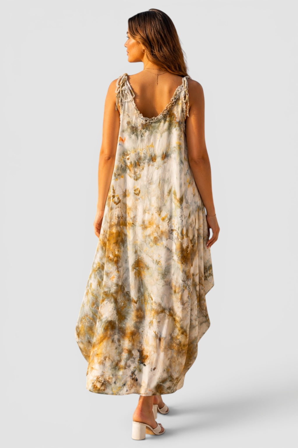 Olive marble strap dress