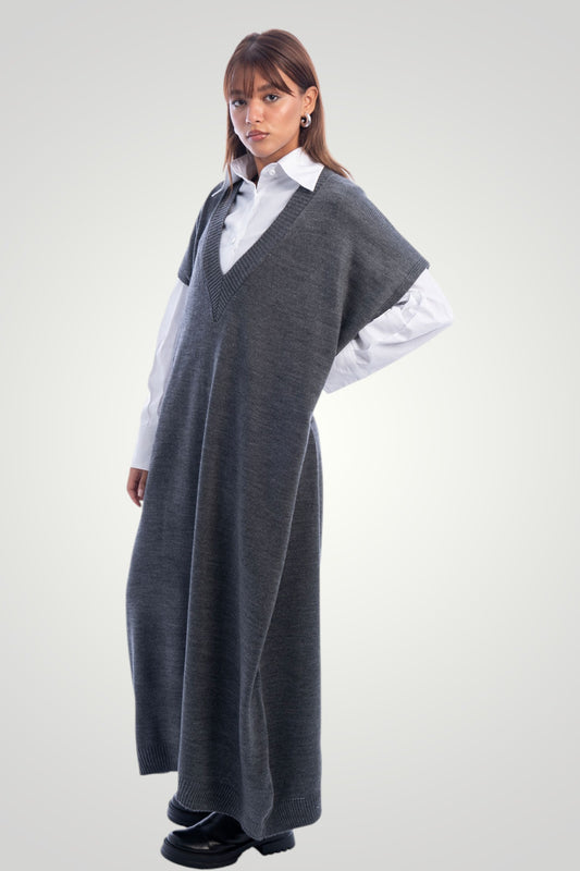 Maxi knit grey dress