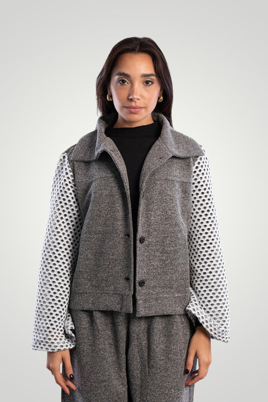 Grey winter jacket with net