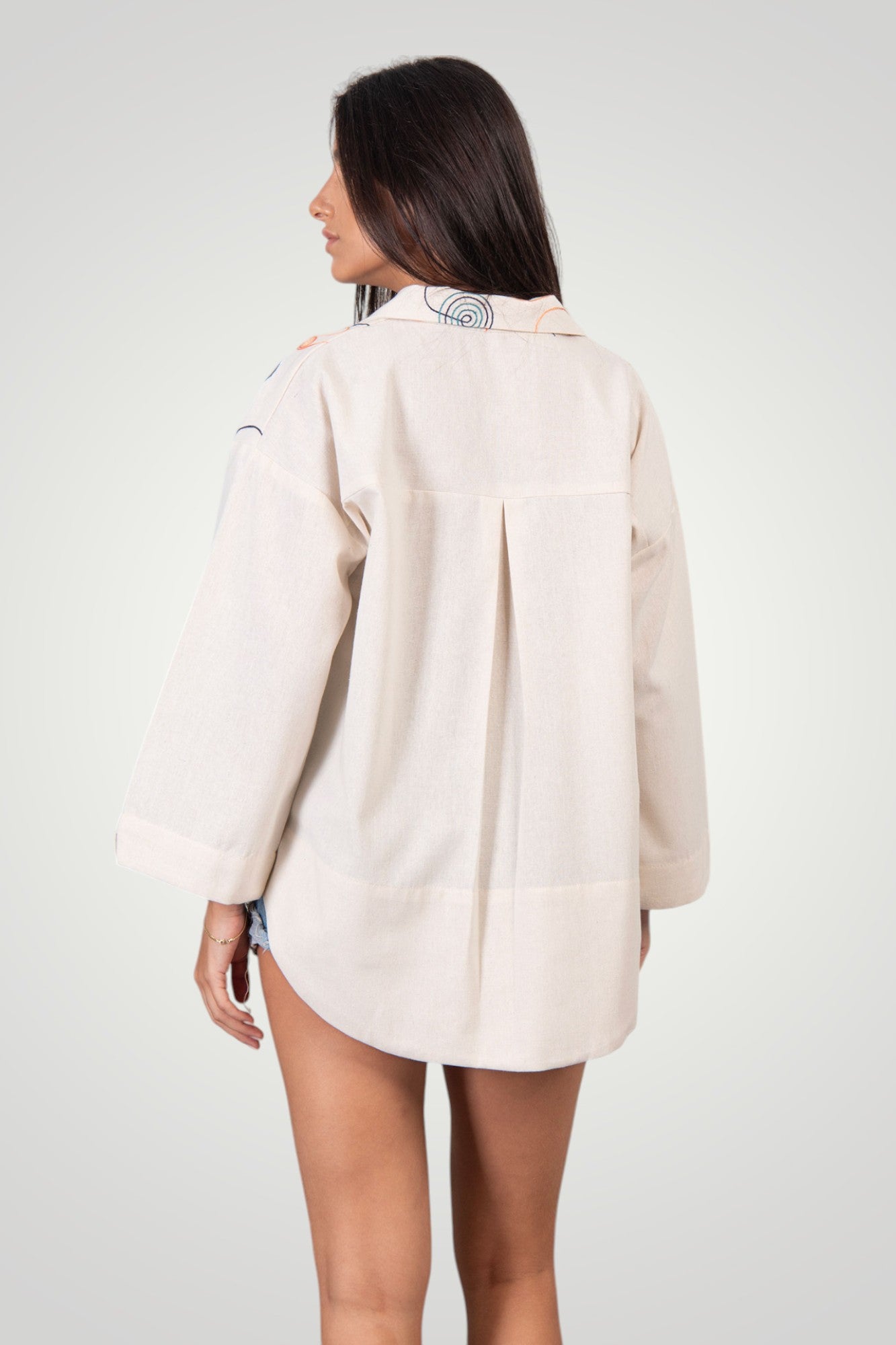 Embroidered linen blouse
