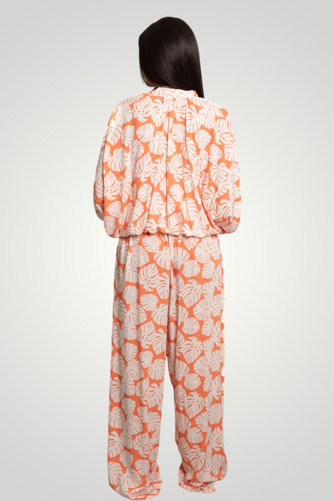 Orange flowered blouse