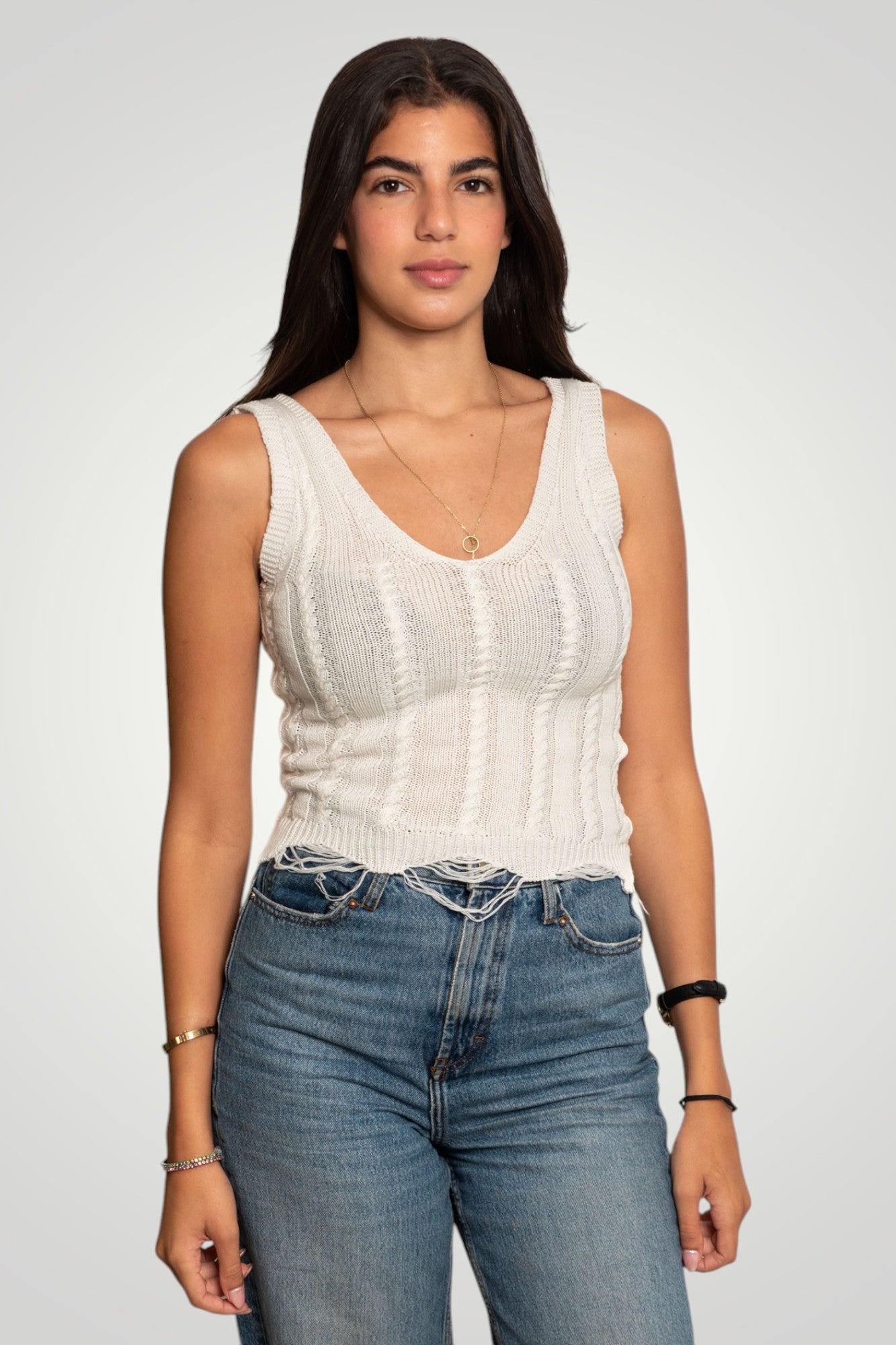 Threaded knit top