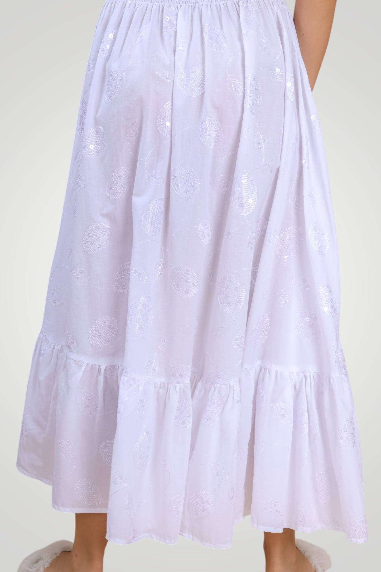 Embroidered cotton Ruffle Skirt