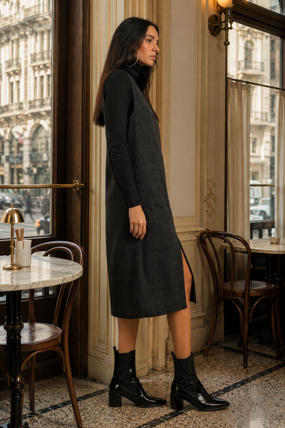 Wool front slit dress