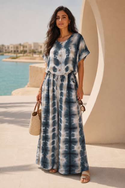 Tie-Dye Navy Jumpsuit