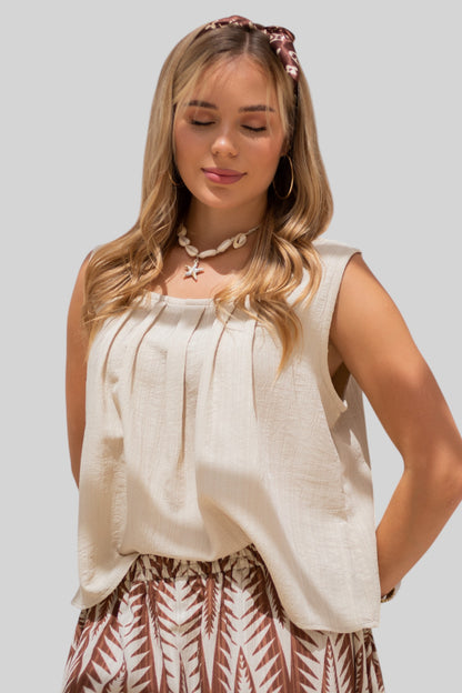 Beige sleeveless top