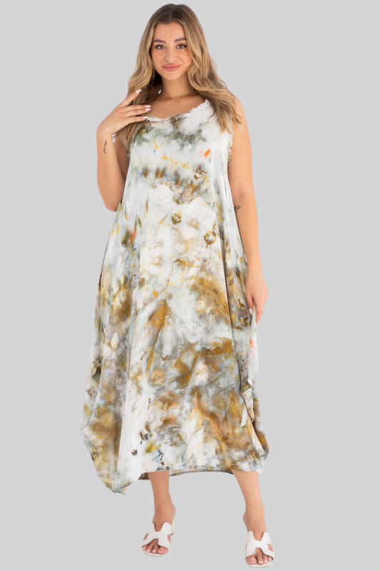 Olive marble strap dress