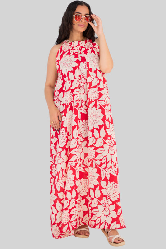 فستان هالتر مزهر