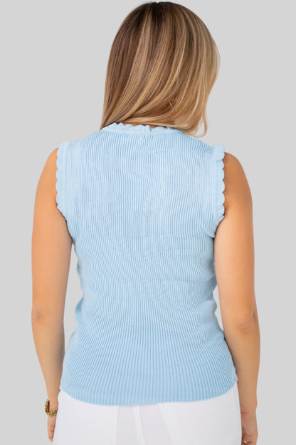 Knit Top Flower Neck