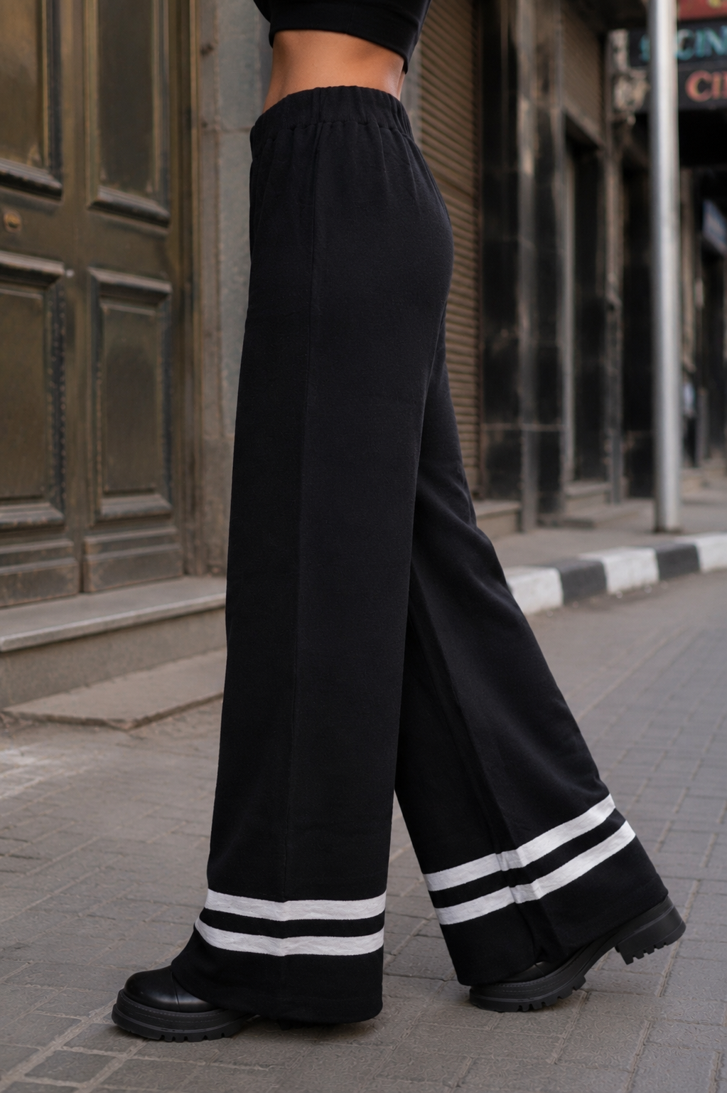 Black knit pants