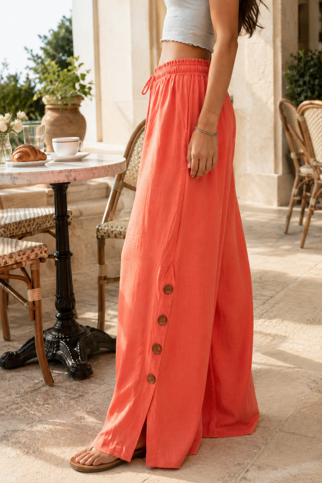 Faux Linen Pants