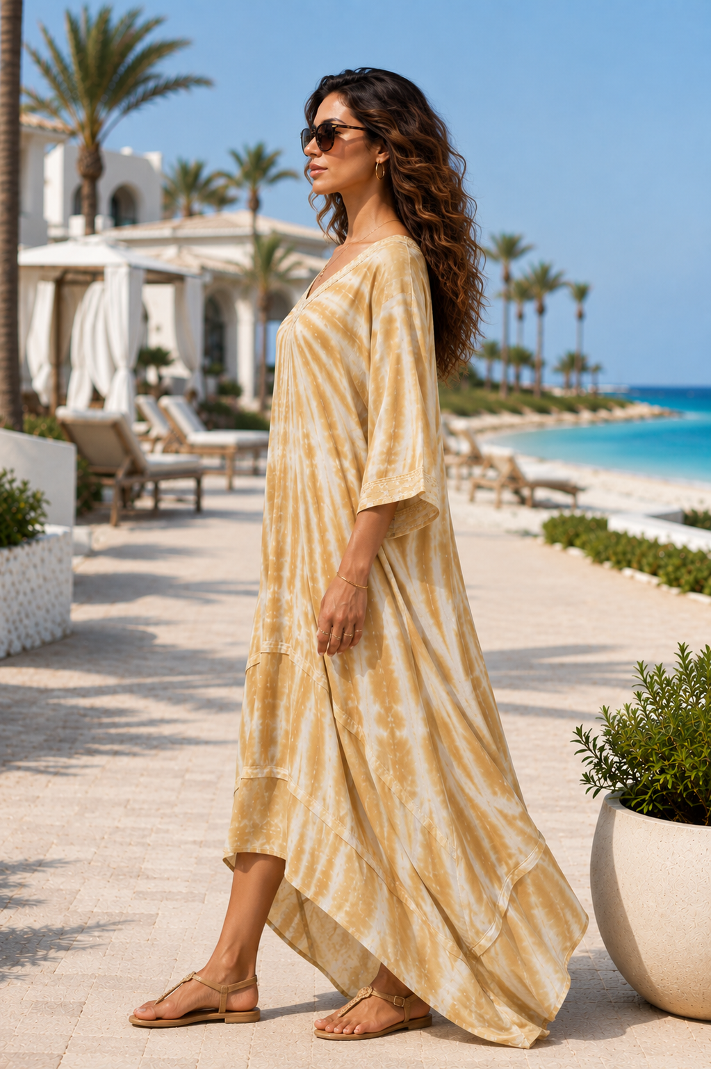 Tie Dye Flow Dress - Yellow