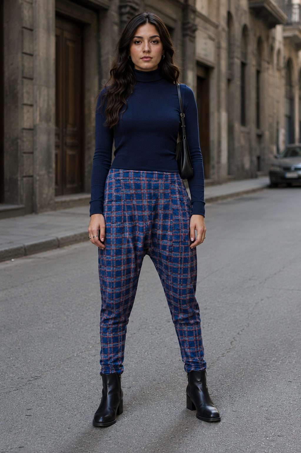 Checkered Drop Crotch Pants