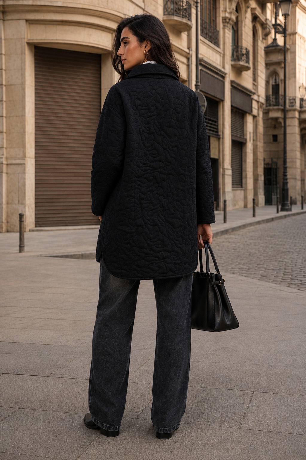 Black quilted jacket