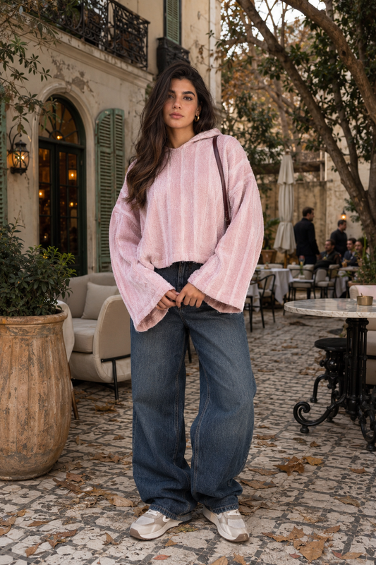 Fluffy Knit Hoody Pullover