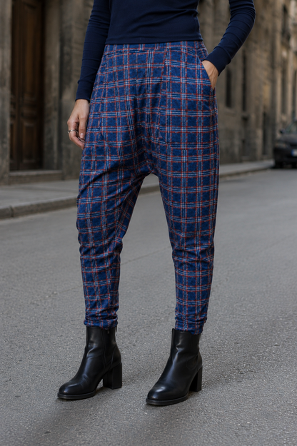 Checkered Drop Crotch Pants