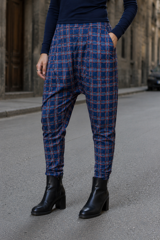 Checkered Drop Crotch Pants