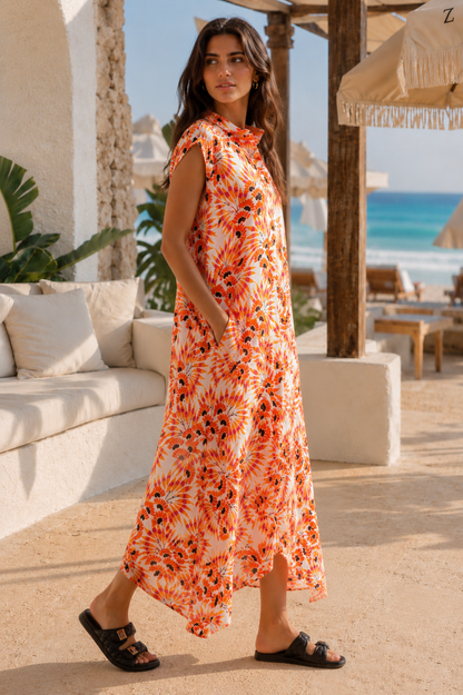 Flowered sleeveless dress