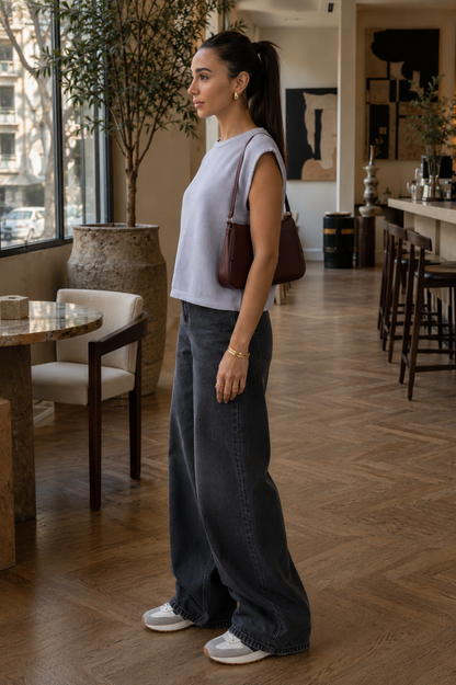 Grey Sleeveless Knit Top