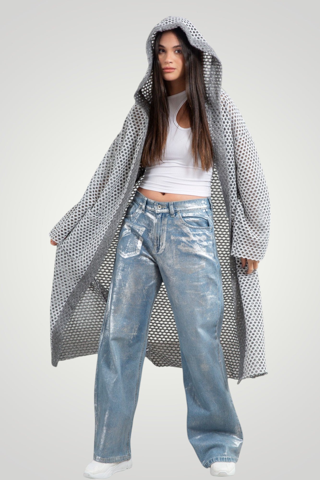 Wool net coat