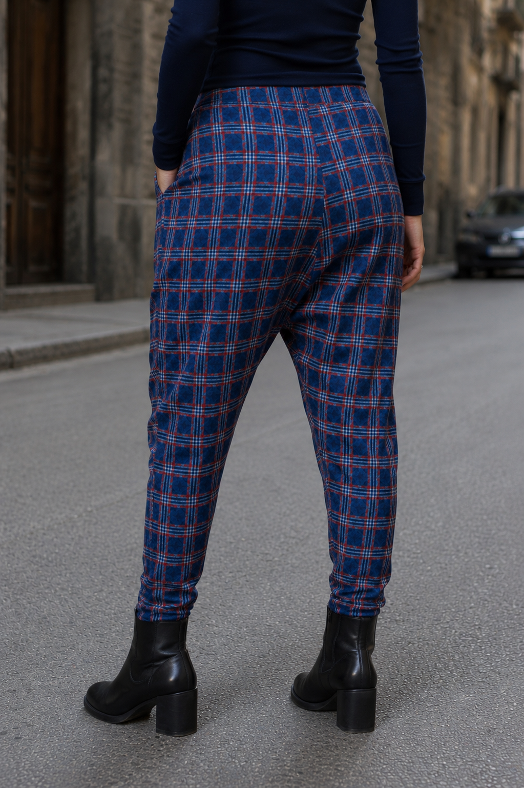Checkered Drop Crotch Pants